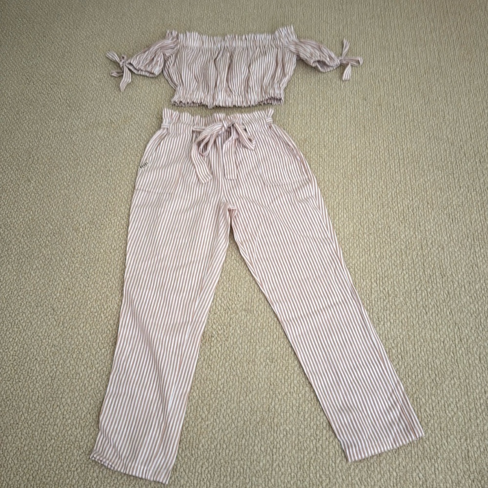 Striped cotton two piece in size small